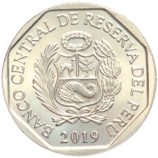 Монета 1 соль 2019 года Перу «Желтохвостая обезьяна (Lagothrix flavicauda)» (реверс)