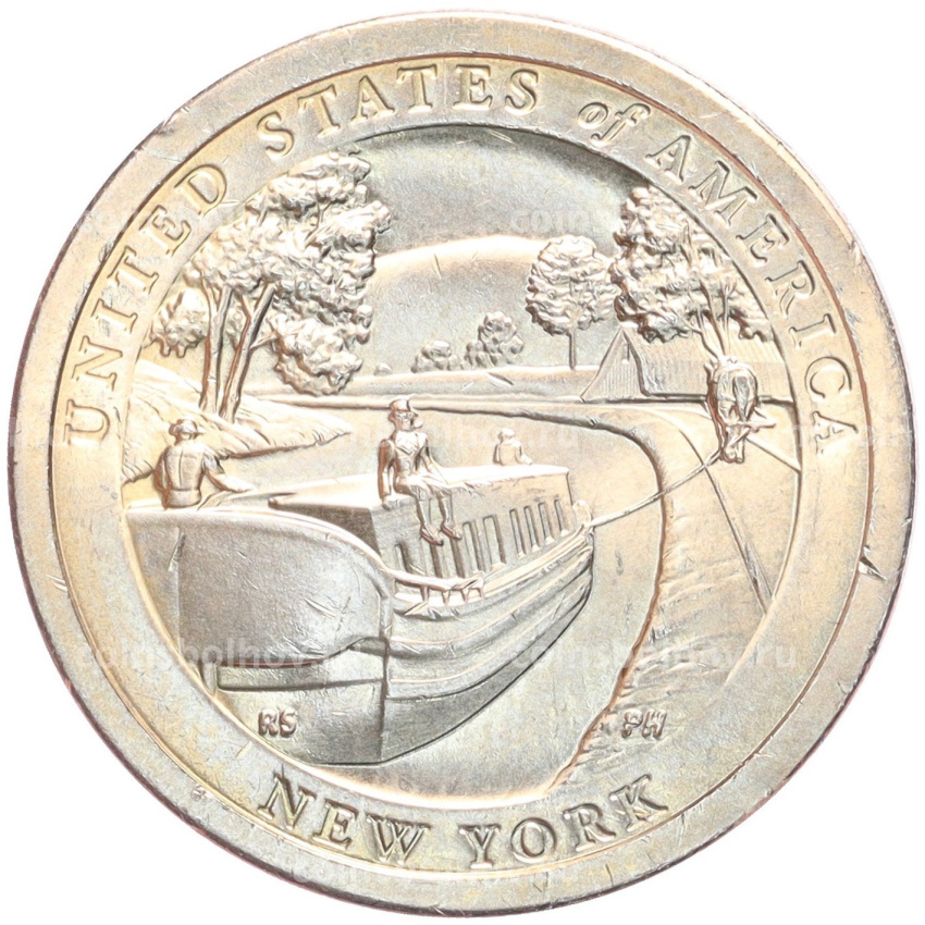 Монета 1 доллар 2021 года P США «Американские инновации — Эри-канал» (Штат Нью-Йорк)