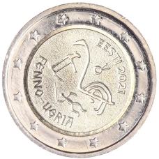 Монета 2 евро 2021 года Эстония «Финно-угорские народы» (аверс)