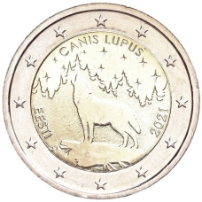 Монета 2 евро 2021 года Эстония «Волк» (аверс)