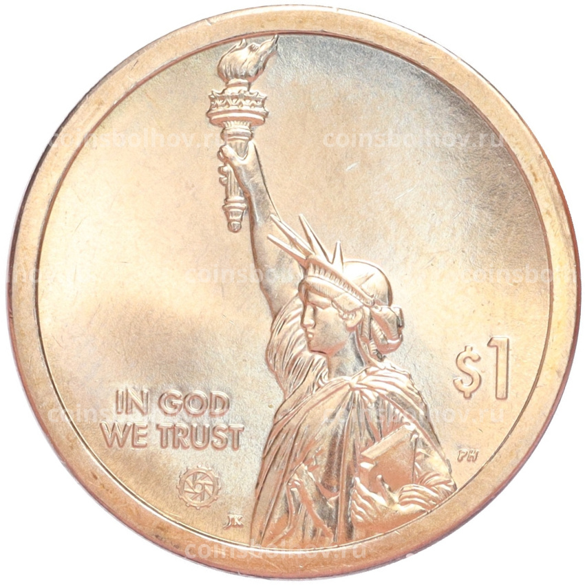 Монета 1 доллар 2021 года P США «Американские инновации — Мост-тоннель через Чесапикский залив» (Штат Вирджиния) (вид 2)