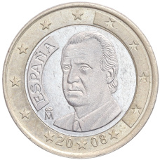 Монета 1 евро 2008 года Испания (аверс)
