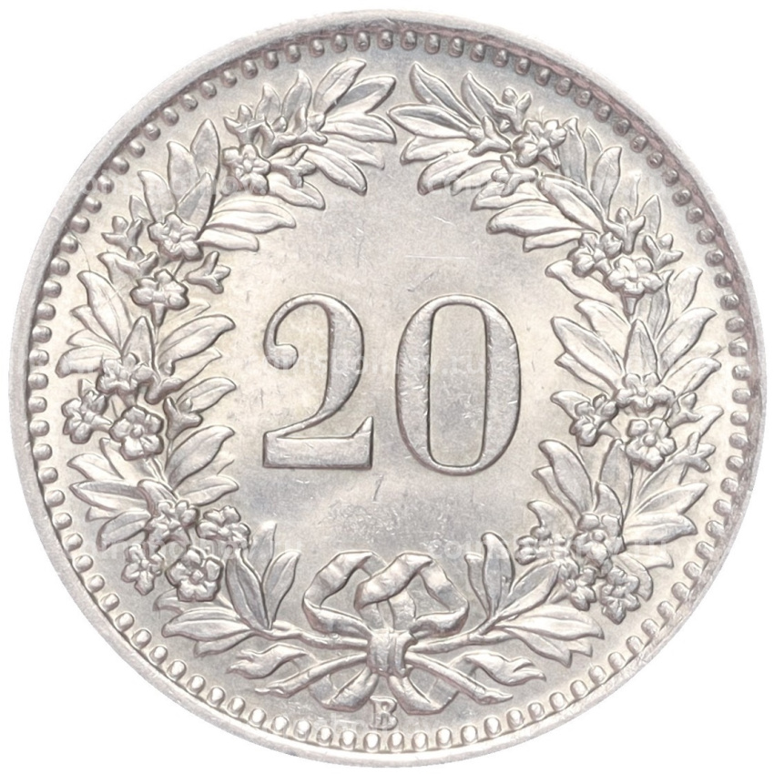 Монета 20 раппенов 1953 года Швейцария (вид 2)