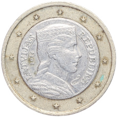Монета 1 евро 2014 года Латвия (аверс)