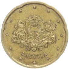 Монета 20 евроцентов 2014 года Латвия (аверс)