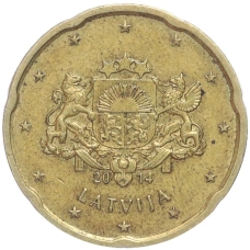 Монета 20 евроцентов 2014 года Латвия (аверс)