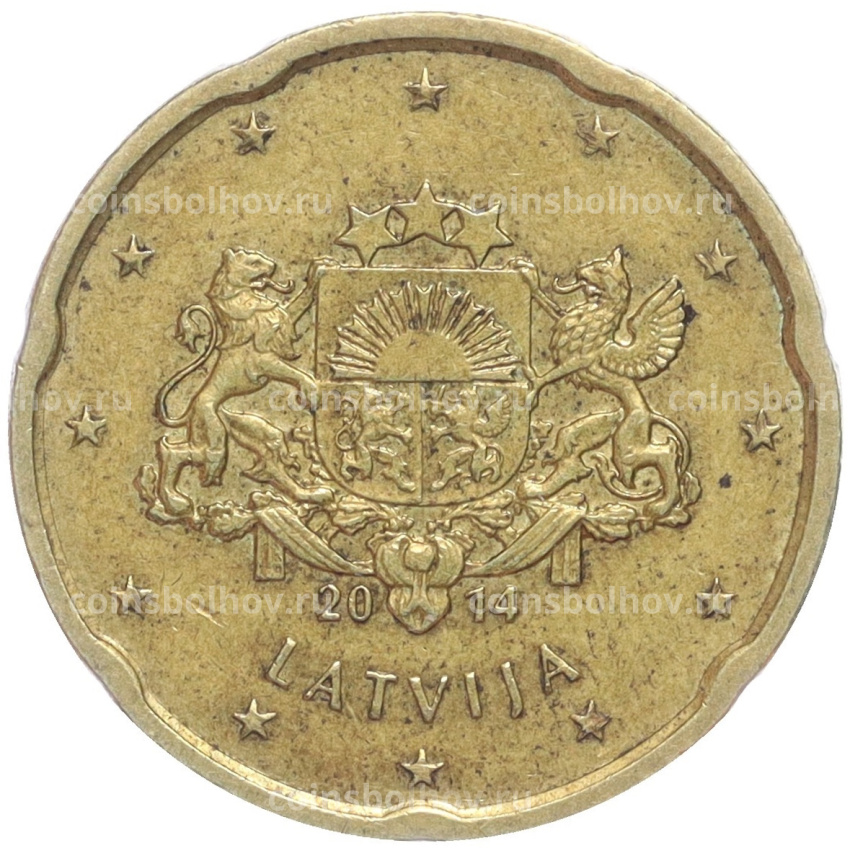 Монета 20 евроцентов 2014 года Латвия
