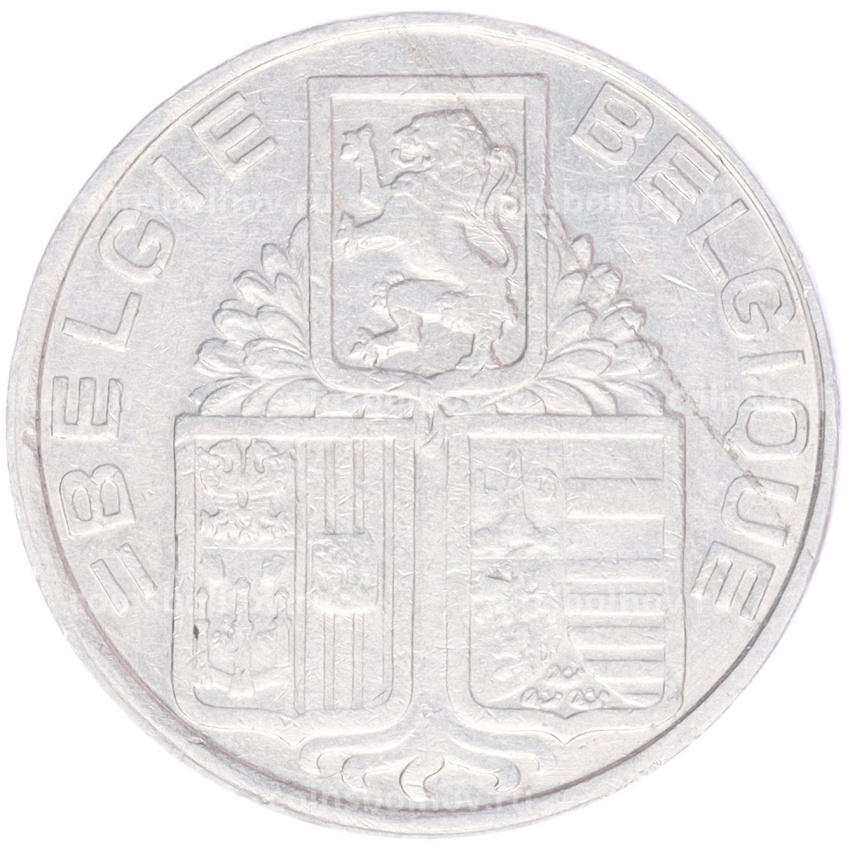 Монета 5 франков 1938 года Бельгия Надпись «BELGIE — BELGIQUE», гурт с изображением короны (вид 2)