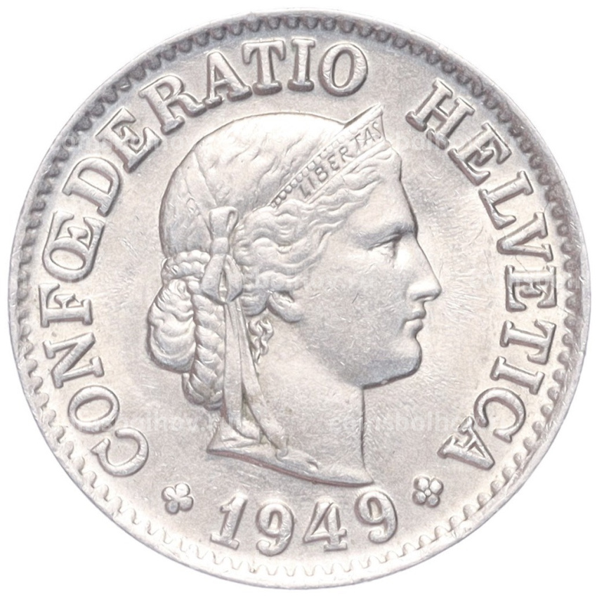 Монета 10 раппенов 1949 года Швейцария