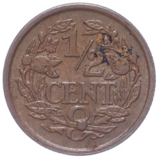 Монета 1/2 цента 1936 года Нидерланды (реверс)