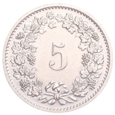 Монета 5 раппенов 1978 года Швейцария (реверс)