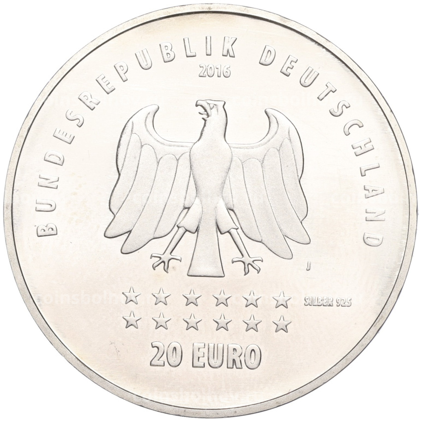 Монета 20 евро 2016 года Германия «175 лет Гимну Германии» (вид 2)
