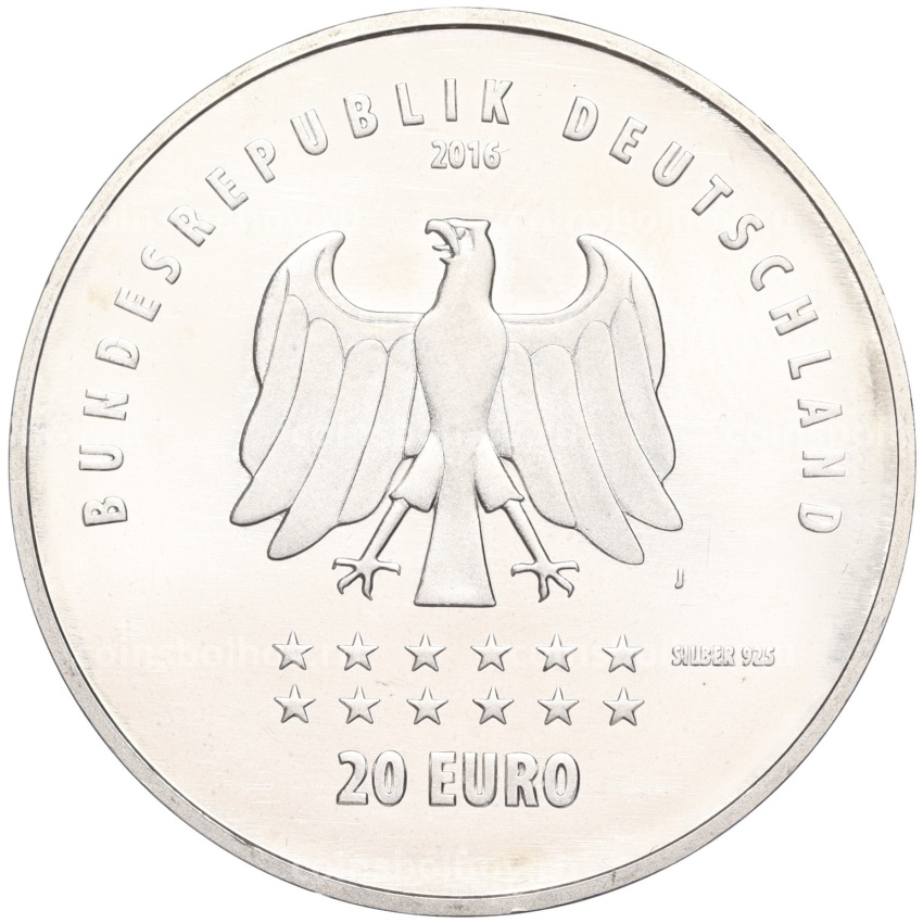 Монета 20 евро 2016 года Германия «175 лет Гимну Германии» (вид 2)