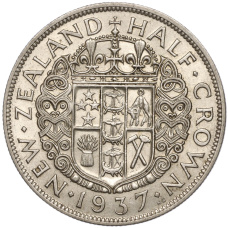 Монета 1/2 кроны 1937 года Новая Зеландия (аверс)