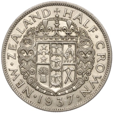 Монета 1/2 кроны 1937 года Новая Зеландия (аверс)