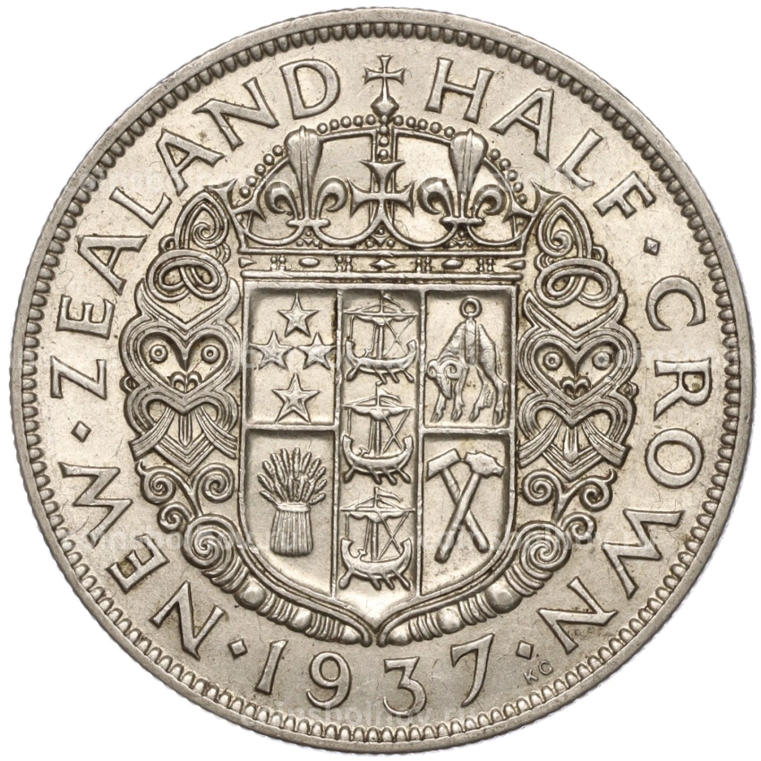 Монета 1/2 кроны 1937 года Новая Зеландия
