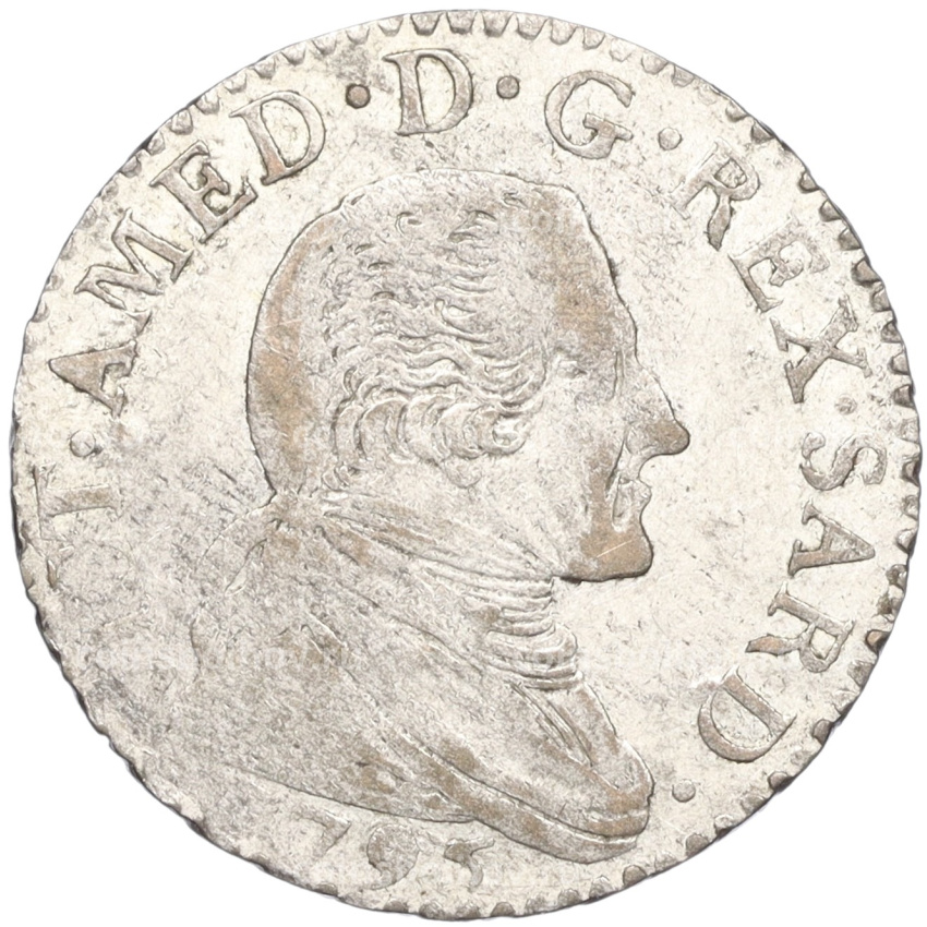 Монета 10 сольдо 1795 года Сардиния