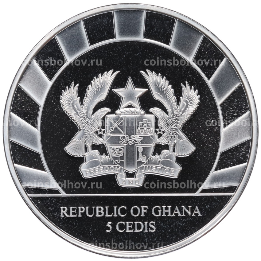 Монета 5 седи 2021 года Гана —  Гиганты Ледникового периода — Тур (вид 2)