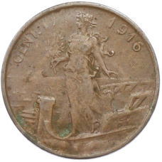 Монета 1 чентезимо 1916 года Италия (аверс)