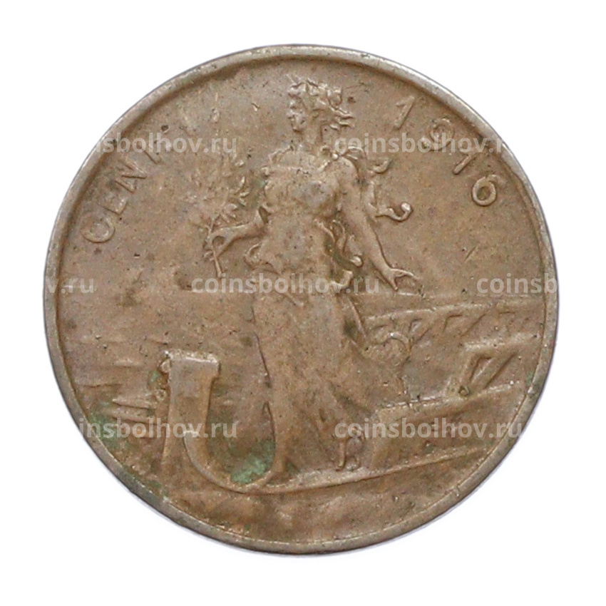 Монета 1 чентезимо 1916 года Италия