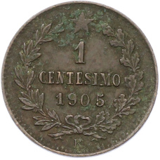 Монета 1 чентезимо 1905 года Италия (аверс)