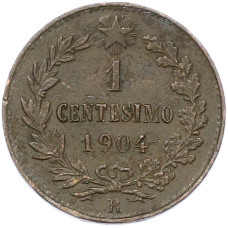Монета 1 чентезимо 1904 года Италия (аверс)