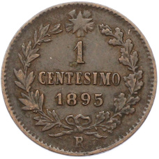 Монета 1 чентезимо 1895 года Италия (аверс)