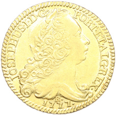 Монета 6400 рейс 1777 года R Португальская Бразилия (Жозе I) (аверс)