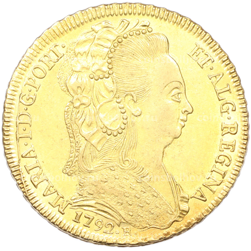 Монета 6400 рейс 1792 года R Португальская Бразилия (Мария I)