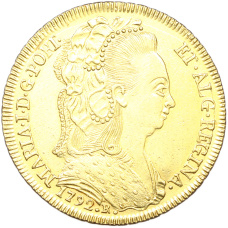 Монета 6400 рейс 1792 года R Португальская Бразилия (Мария I) (аверс)