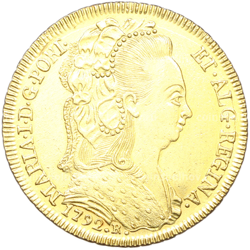 Монета 6400 рейс 1792 года R Португальская Бразилия (Мария I)