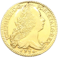 Монета 6400 рейс 1776 года R Португальская Бразилия (Жозе I) (аверс)