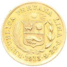 Монета 1/5 либры 1913 года Перу (аверс)