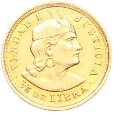 Монета 1/5 либры 1913 года Перу (реверс)