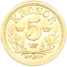 Монета 5 крон 1899 года Швеция (аверс)