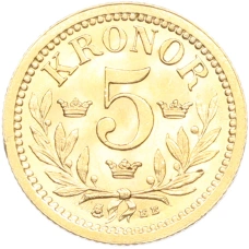 Монета 5 крон 1899 года Швеция (аверс)