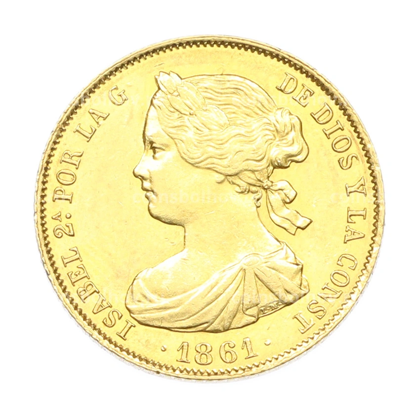 Монета 100 реалов 1861 года Испания