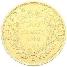 Монета 20 франков 1859 года A Франция (аверс)