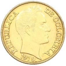 Монета 5 песо 1919 года Колумбия (аверс)