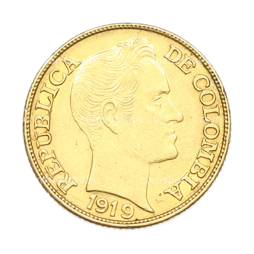 Монета 5 песо 1919 года Колумбия