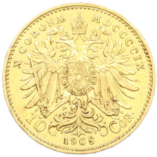 Монета 10 крон 1909 года Австрия (аверс)