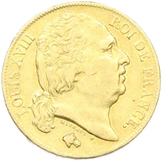 Монета 20 франков 1818 года A Франция (реверс)