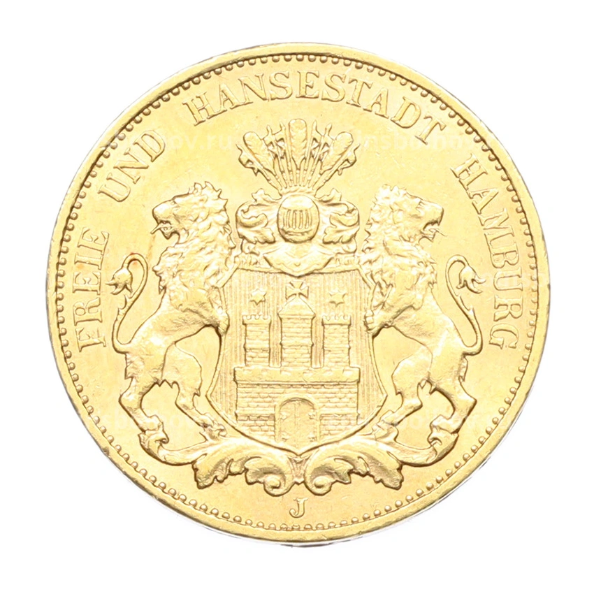 Монета 20 марок 1913 года J Германия (Гамбург)