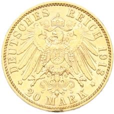 Монета 20 марок 1913 года J Германия (Гамбург) (реверс)