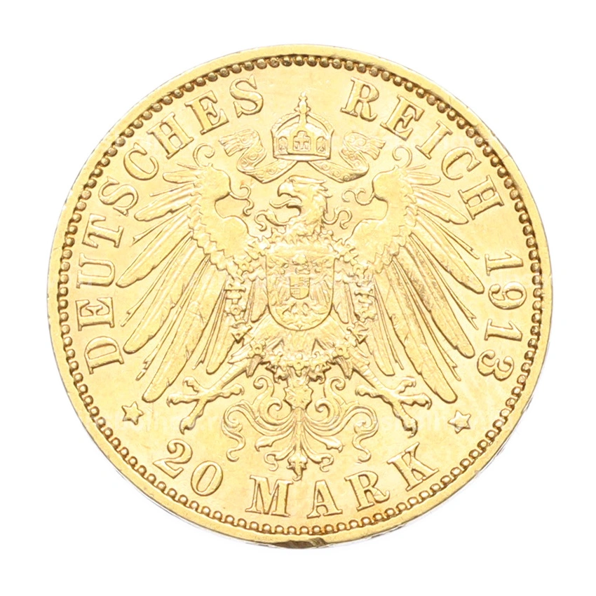 Монета 20 марок 1913 года J Германия (Гамбург) (вид 2)