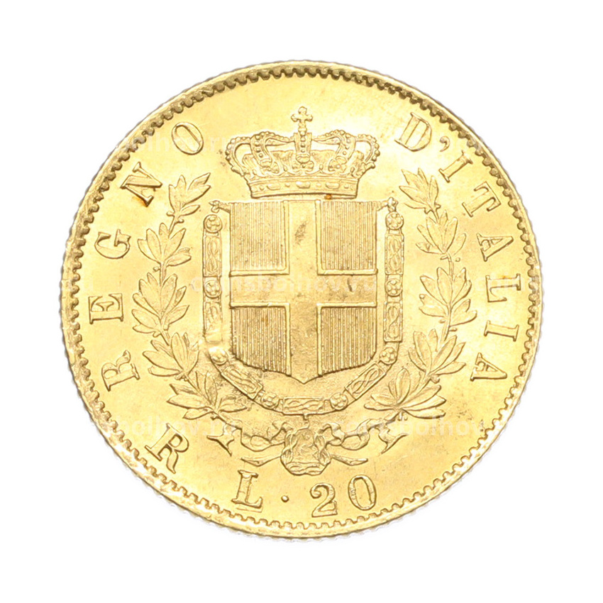 Монета 20 лир 1877 года R Италия (вид 2)