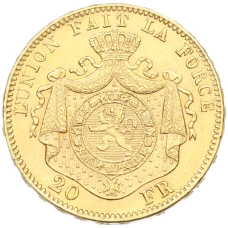 Монета 20 франков 1874 года Бельгия (реверс)