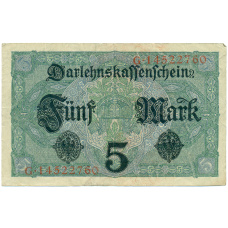 Банкнота 5 марок 1917 года Германия (вид 2)