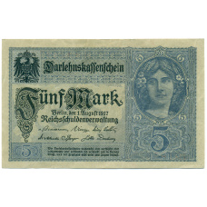 Банкнота 5 марок 1917 года Германия