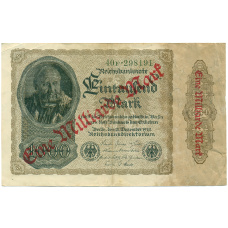 Банкнота 1 миллиард марок 1923 года Германия (Надпечатка на 1000 марок 1922 года)